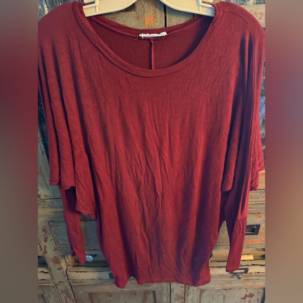 Relaxed Red Long Sleeve dolman top